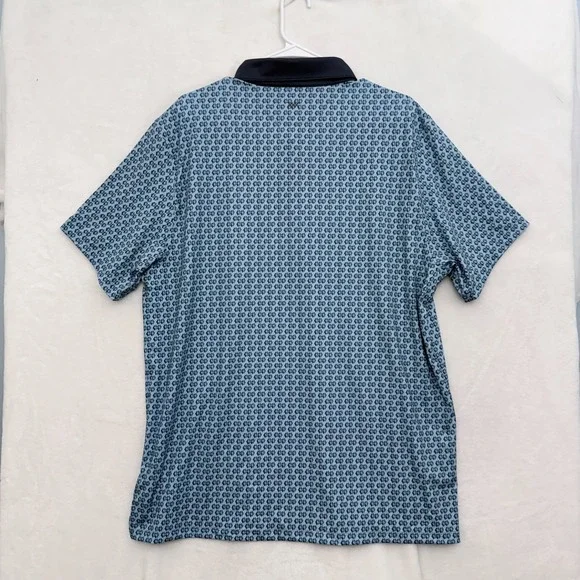 Rhone Polo Shirt Mens XL Blue Geometric Golf Performance Stretch Athletic - Picture 8 of 8